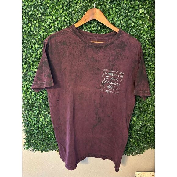 Fast & Furious Affliction Men Acid Red Shiny Logo Cars Crew Neck Tee T-Shirt M N - Picture 1 of 6